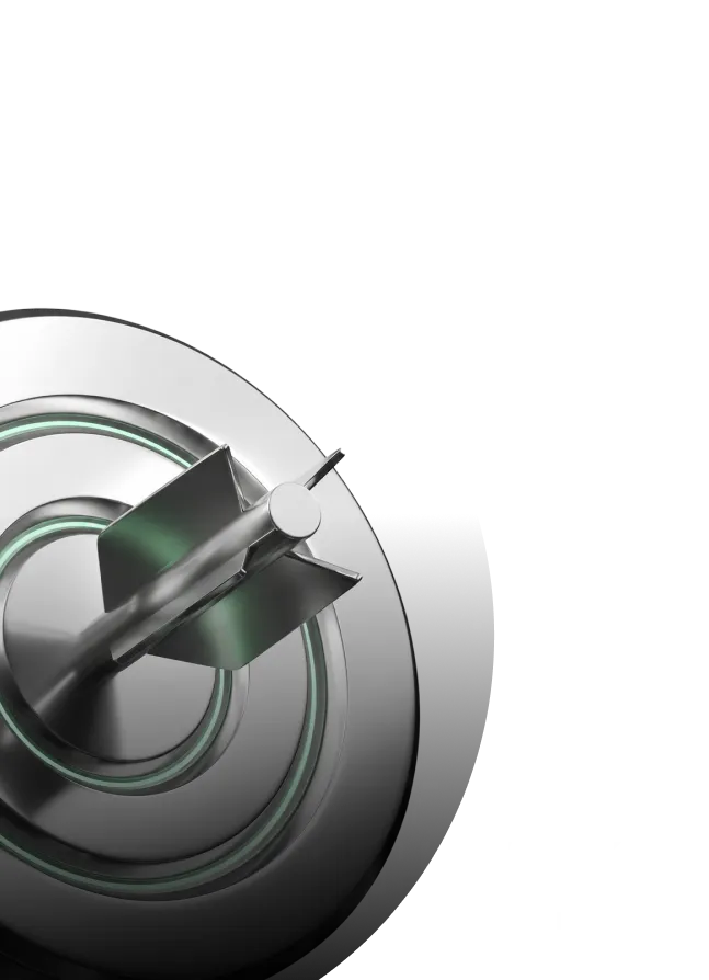 Metallic target with a dart in the bullseye, step 01